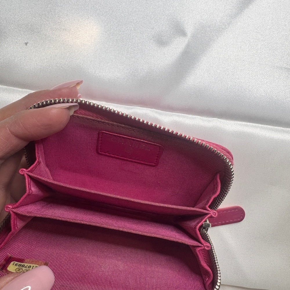 ♥️ Chanel Authentic Pink Leather Card Holder Wallet ❤️ - Picture 9 of 15